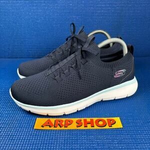 🔴 SKECHERS STRETCH FIT Women`s Size 9 Blue White Athletic Shoes 179103BJ